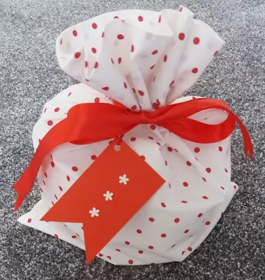 Gift Bag Cotton Fabric (12 X15 ) With Gift Tag And Red Satin Ribbon. Reusable. • £3.15