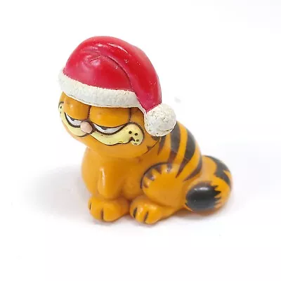 Vintage 1978 Garfield Santa Hat Christmas 2  Figure Cake Topper Hong Kong • $4.99