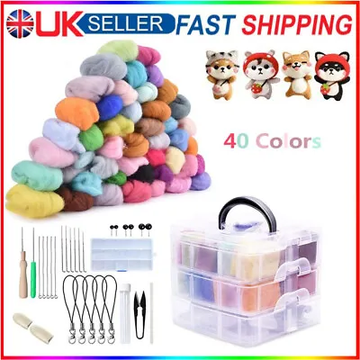 40 Colors Wool Felt Needles Tool Starter Kit Needle Felting Set Xmas DIY Gift UK • £20.92