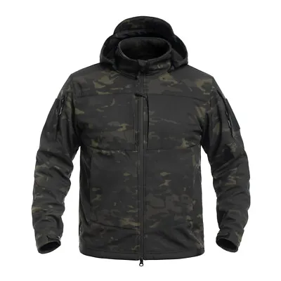 Windbreaker Men's Soft Shell Jacket Military Tactical Outdoor Camo Hooded Hiking • $56.99