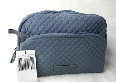 Vera Bradley Iconic Medium Cosmetic Bag Case Charcoal Gray Travel RARE NEW • $29.75