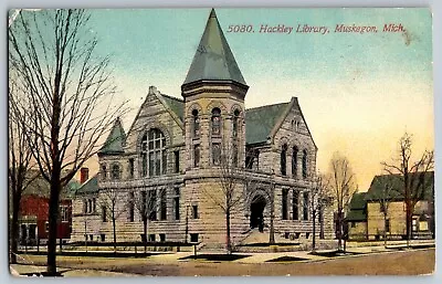 Muskegon Michigan MI - General View - Hackley Library - Vintage Postcard • $8.49