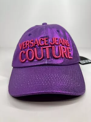 Versace Jeans Couture Cap Hat Purple Laminated Denim Adjustable OSFM • $164.95