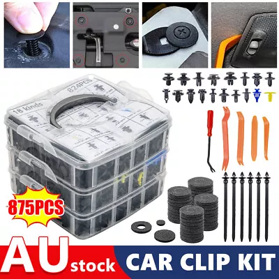 875Pcs Auto Clips Car Vent Body Clips Retainer Push Kit Fasteners Rivet Box Set • $28.45