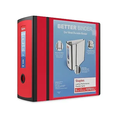 Staples Better 5-inch 3 Ring View Binder Red 1618004 • $15.58
