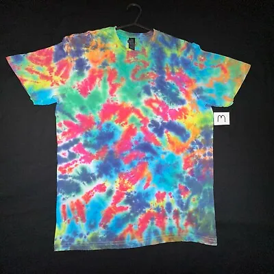 Medium Hand Tie Dye Pastel Rainbow Scrunch T-shirt Unisex • £10