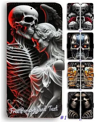 Personalised Text Wallet Phone Cover For Samsung Galaxy J8 J5 Pro Series - Skull • $19.98