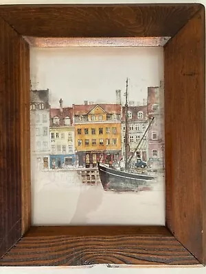 Mads Stage Watercolor Print Nyhavn Black Ship Copenhagen PENCIL SIGNED Unframed • $29.75