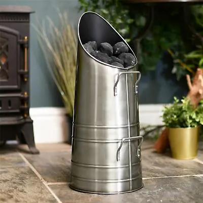 Antique Pewter Fireside Coal Hod / Coal Store • £69.99