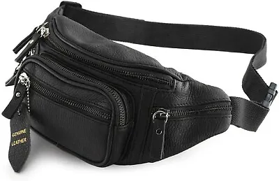 Fanny Pack Waist Bag Multifunction Genuine Leather Hip Bum Bag Travel Pouch • $24.99