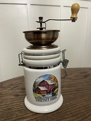 Coffee Hand Mill With Ceramic Canister & Copper Grinder Vtg 2004 Chestnut Creek • $20