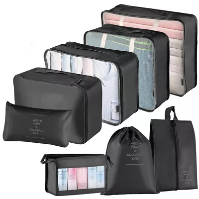 $21.99 • Buy 8Set Packing Cubes Travel Pouches Luggage Organiser Suitcase Clothes Storage Bag