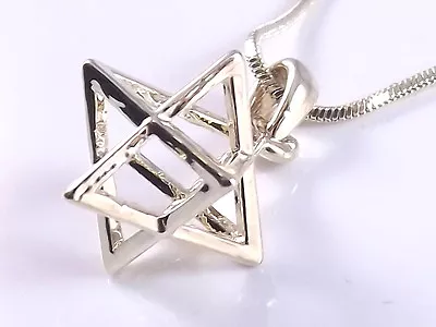 £5.95 • Buy Merkaba Necklace Pendant 3d  Star Of David Magen Kabbalah Gold Judaica Merkava