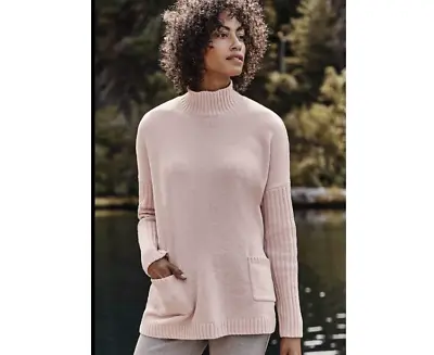 NWT J. JILL Chenille Mink Pink Mock Neck Front Slip Pockets Sweater Tunic M Tall • $49.95
