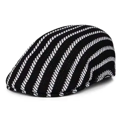 Kangol Twist Stripe 504 Flat Cap - Black-White • £59.95