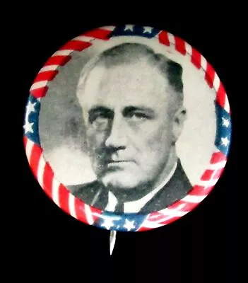 1936 Franklin D Roosevelt Fdr Presidential Campaign Celluloid 33 Mm Button • $69