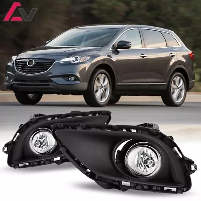 2013-2015 For Mazda CX-9 Clear Lens Pair Bumper Fog Light Lamp+Wiring+Switch Kit • $49.99