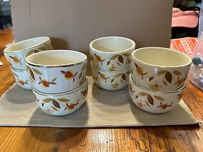 Hall Autumn Leaf Jewel Tea Mary Dunbar Small Radiance Custard Cups Set Of 8 • $28.99