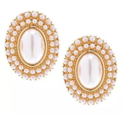 $59.95 • Buy Brand New Ben-Amun New York 24K Gold And Pearl Clip Earrings