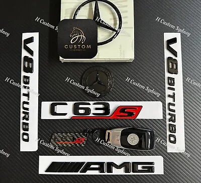 C63S Gloss Black Badges Emblems Package For Mercedes W205 C63S Exclusive Pack • $109.60