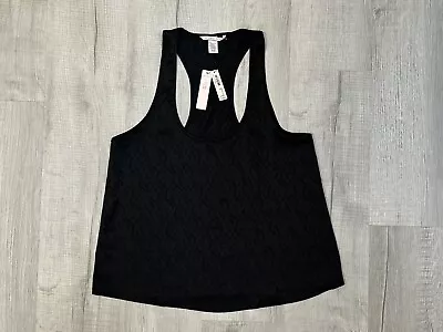 N.W.D Victoria’s Secret Satin Racerback Flowy Tank Top Sleepwear Black Logo • $31.99