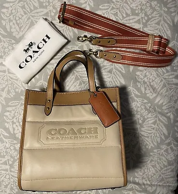COACH Quilted Ivory Multi Colorblock Large Tote 22 NWT • $199.95