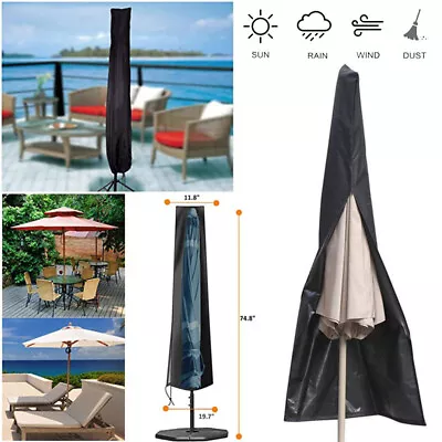 £8.48 • Buy Heavy Duty Large Garden Parasol Patio Waterproof Black Protection Umbrella Cover