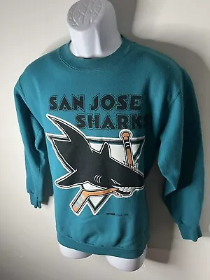 Vintage San Jose Sharks Sweatshirt Size Medium 1993 Made In USA Crewneck Trench • $49.90