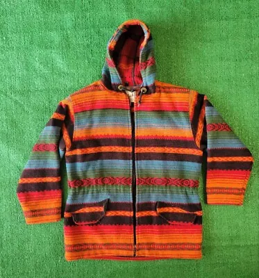 VTG WOOLRICH Wool Hooded Jacket Aztec Quechua Style Made USA Sz Medium • $68.40