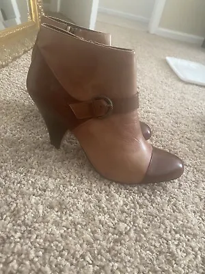 Max Studio Brown Leather Booties Womens Size 8  • $22