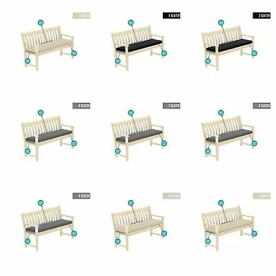 £25.15 • Buy Outdoor Waterproof Fabric 2 3 4 Seater Bench Pad Garden Furniture Seat Cushion