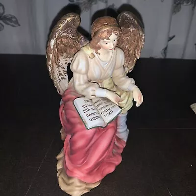 Vintage O’Well Hand Painted Porcelain Angel Figurine Seated Reading • $20