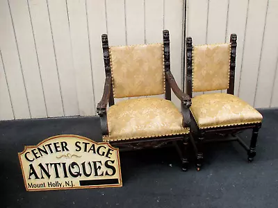 64048   PAIR OF Antique Victorian Lion Face Chairs Chair S • $525