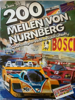 £34.99 • Buy 1986 Nurburgring Sports Car 200 Race Original Poster Linen Backed.