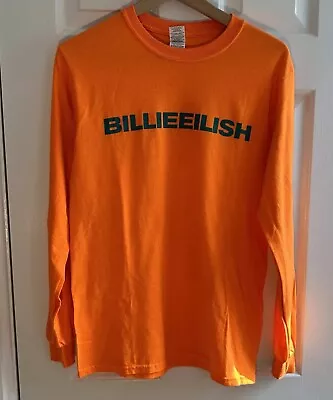 BILLIE ELISH T-Shirt Don’t Smile At Me EP Promo Long Sleeve Small Orange Tour • $13.95