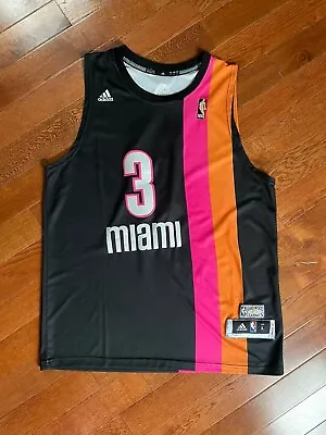 Dwayne Wade Miami Heat Adidas Hardwood Classics ABA Floridian Jersey Mens L +2 • $39.99