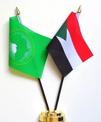 African Union & Sudan Double Friendship Table Flag Set • £9