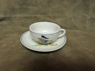 Vintage 1930's Donald Duck Child's Tea Set Cup & Saucer Mini Size Porcelain • $57