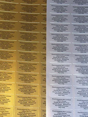 £3.95 • Buy 260 Custom Text Printed GOLD SILVER Or WHITE Sticky Address Labels Stickers UK