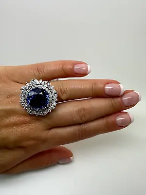 18.84ct Natural Aaaa Tanzanite And Diamond Platinum Cocktail Dress Ring-ge016156 • £9350