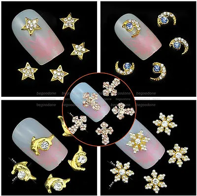 3D Glitter DIY Nail Tips Decoration Rhinestones Cute Alloy Nail Art Charms 10pcs • $3.69