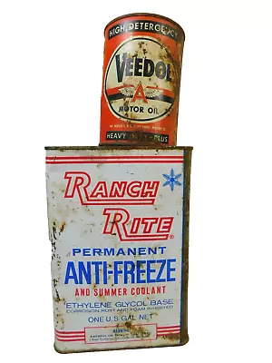 2 VTG Cans Veedol Motor Oil Tidewater Ranch Rite Anti-Freeze Yakima EMPTY Rusty • $191.25