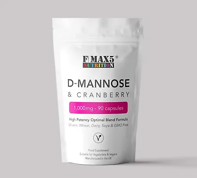 D-Mannose & Cranberry 1000mg Capsules - Cystitis Relief UTI And Bladder Support • £18.99