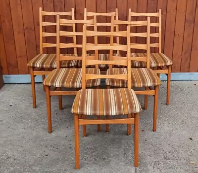 6x Dining Room Chairs Vintage Designer Wood 60er Sprossenstuhl Danish 60s C • $345.70