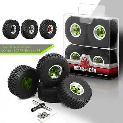 RC Mud Terrain Tires 1.0 Beadlock Wheel Rims Set For 1/24 RC Crawler Car Axial • $38.98