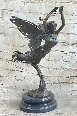 Signed Original Cherub Angel Deco Style Bronze Sculpture Marble Base Figure Sale • $249