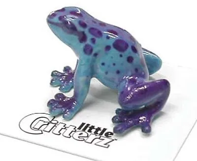 ➸ LITTLE CRITTERZ Amphibian Frog Miniature Figurine Dart Frog Blue Sapphire • $13.99