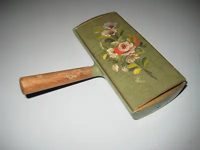 Vintage Perks Table Crumb Sweeper Silent Butler Green Flowers Roller Swiss Made • $49.99