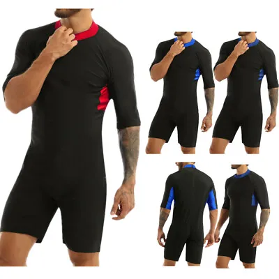 Mens Wetsuit Swimming Bodysuit Half Sleeves Diving Surfing Jumpsuit Swimwear XL • $9.39