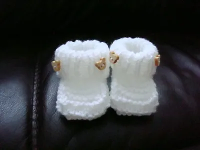 £3 • Buy Hand Knitted Baby Booties Sole 3  0-3 Months